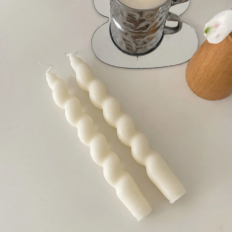 Decorative candle holder made of glass and wood