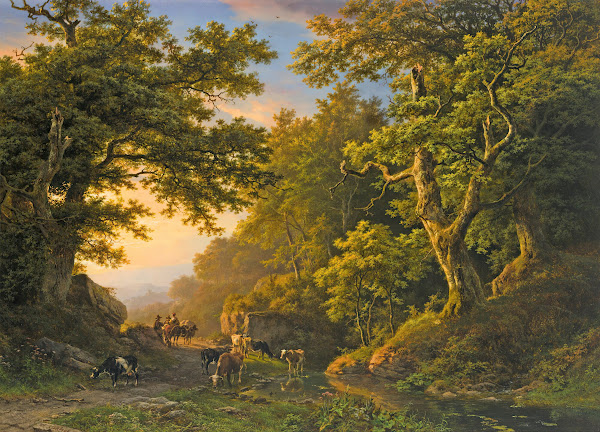 Figures In A Wooded Landscape 1850