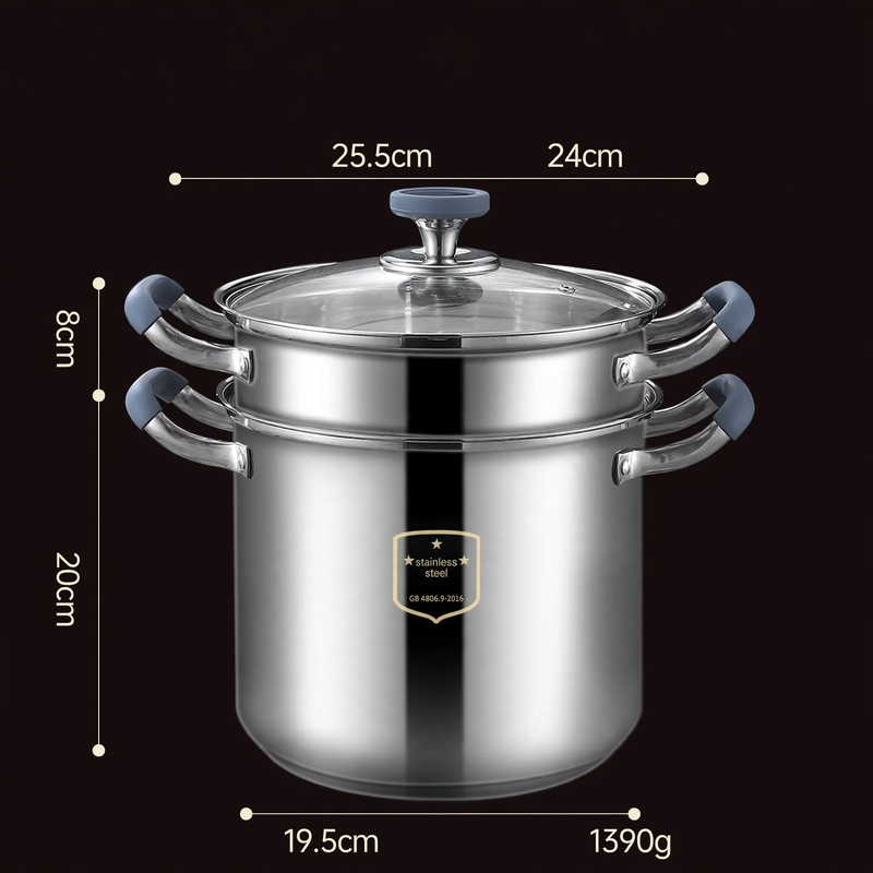 Stainless Steel Soup Pot 24 cm with Glass Lid