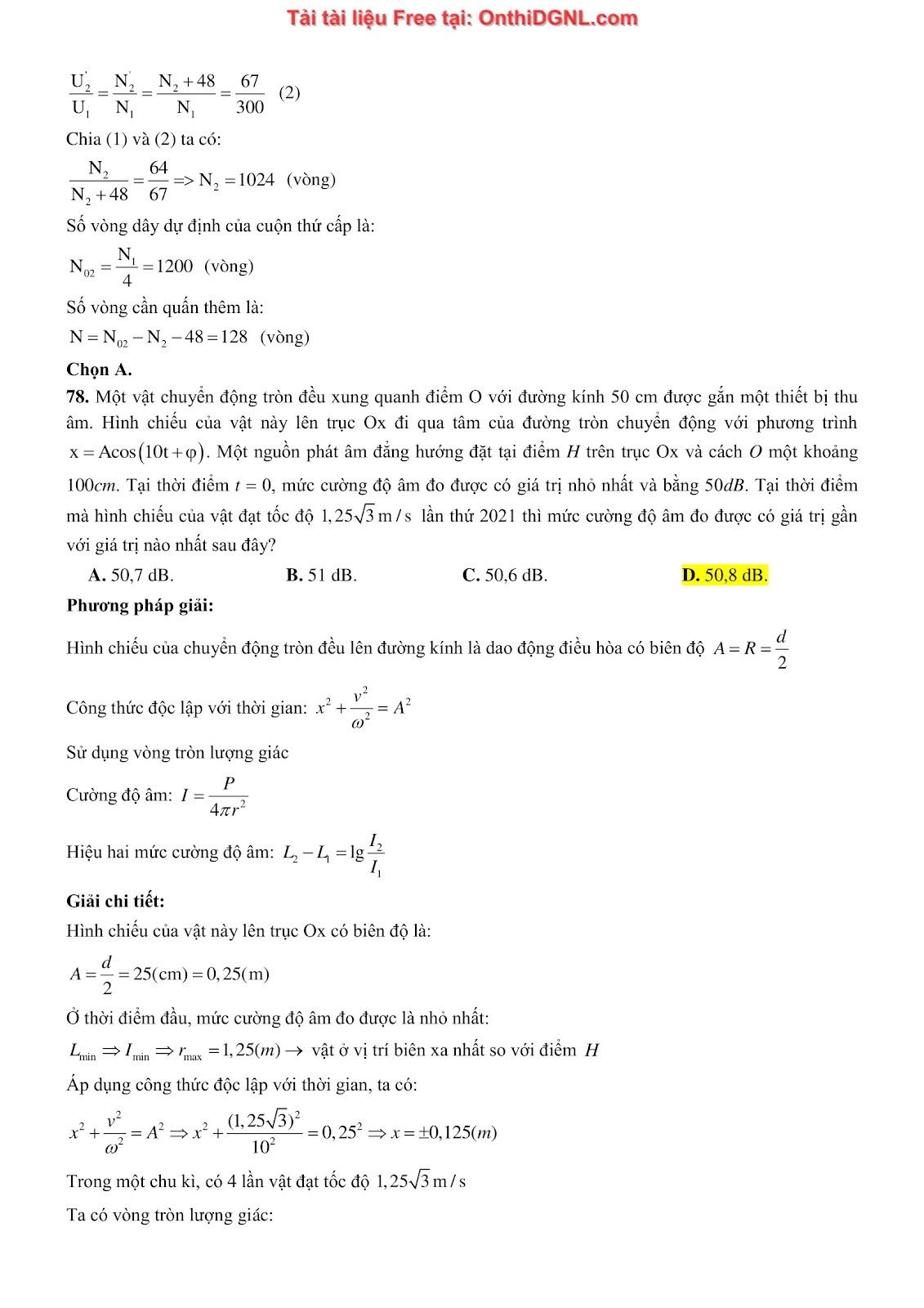 300 bài tập môn Vật Lý - Ôn thi ĐGNL ĐHQG TPHCM Phần 8