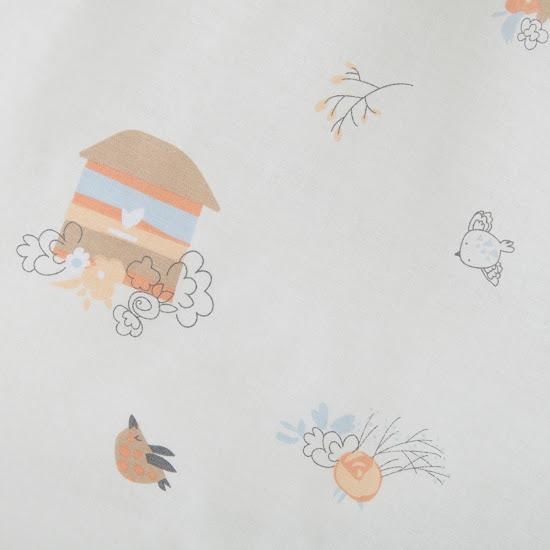 Bedding set for a baby crib 5 el Twins Via (poplin) Birds grey