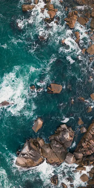 Ocean View, Coastal Scene, Aerial Photography, Turquoise Water 2K iPhone Wallpaper Background