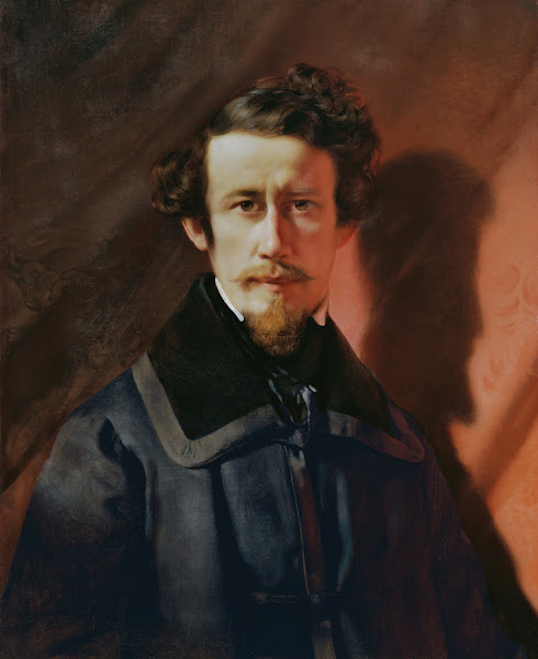 Selbstporträt vor rotem Grund 1843