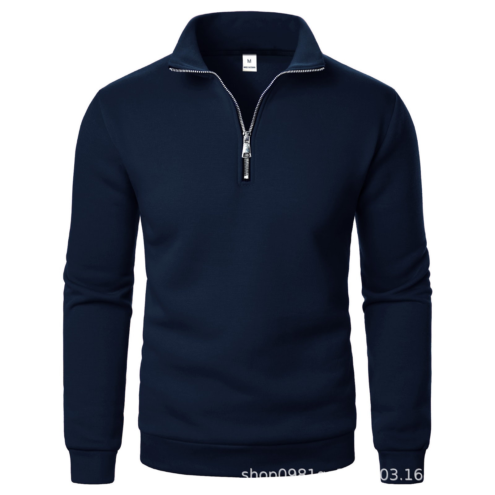 Gefüttertes Stehkragen-Sweatshirt mit Viertel-Reißverschluss