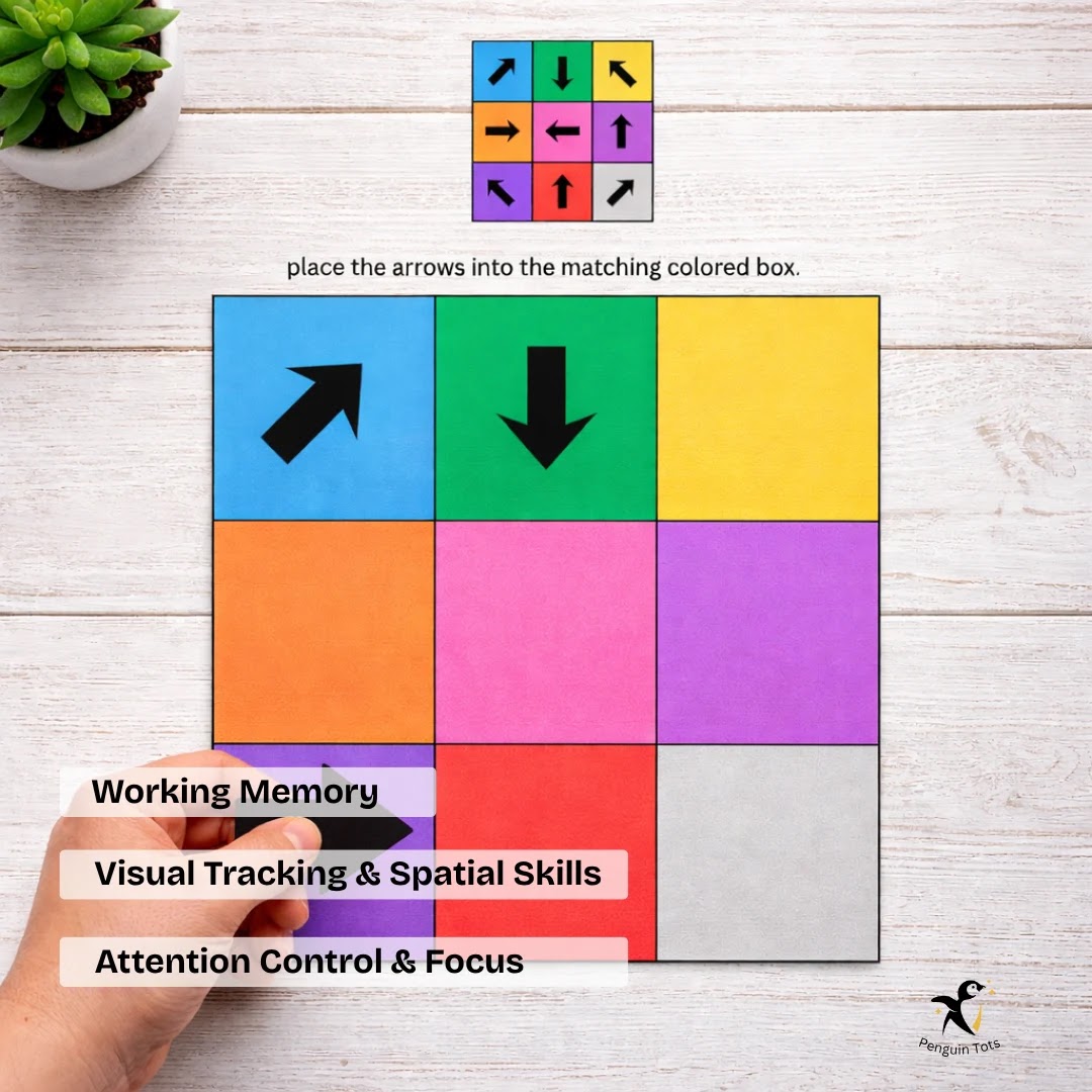 Color Grid Arrow Placement Activity | Visual Memory, Spatial Skills & Problem Solving