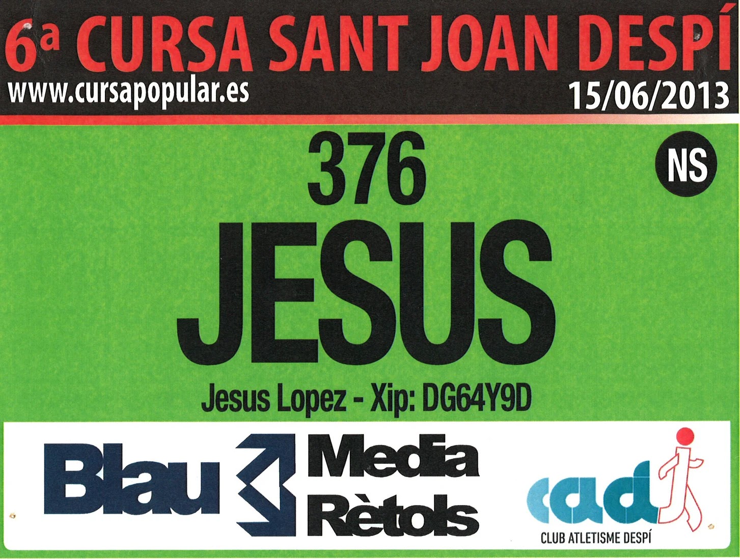 Dorsal de Cursa Sant Joan Despi