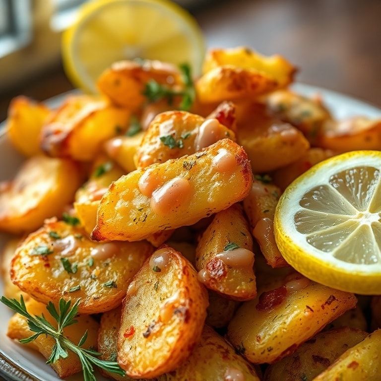 Crispy Greek Lemon Potatoes Authentic Flavor – Easy Homemade Side Dish finished