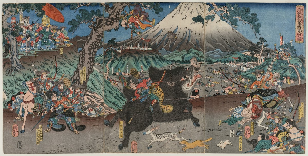 Picture Of Minamoto No Yoritomos Hunt On The Slopes Of Mount Fuji Mid 1840s