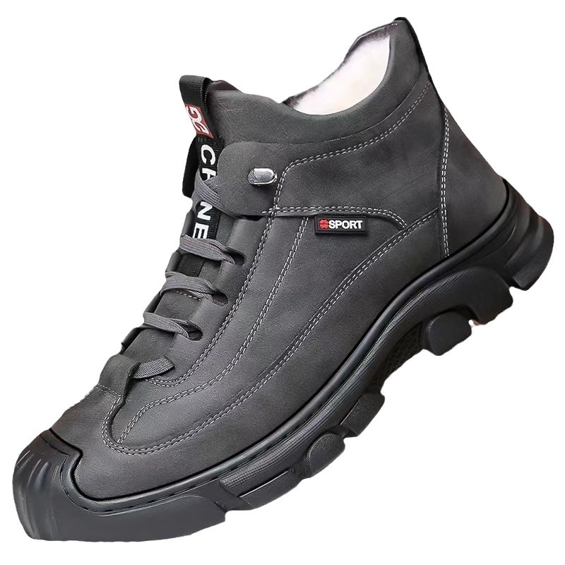 Insulated men's boots, synthetic leather, non-slip, winter