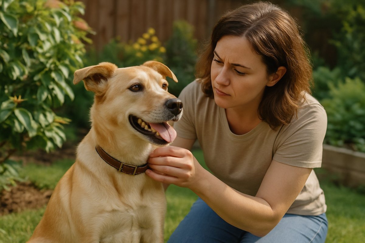 Dog in a garden scene for Pup Choice article about tick season starting