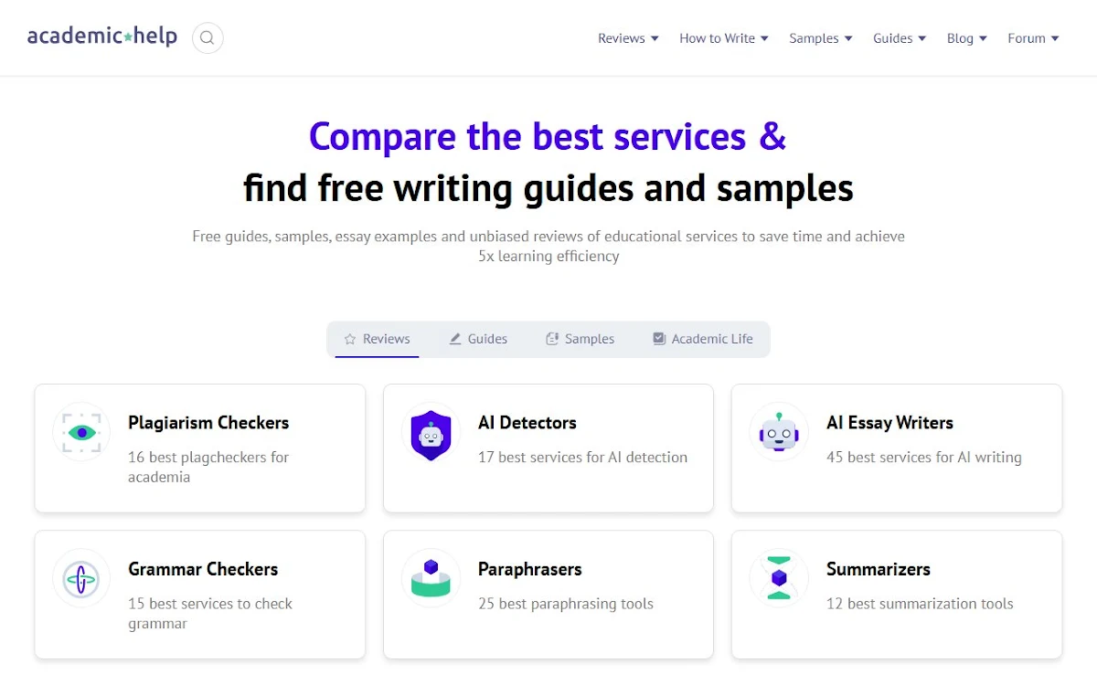 Captura de AcademicHelp AI Writer