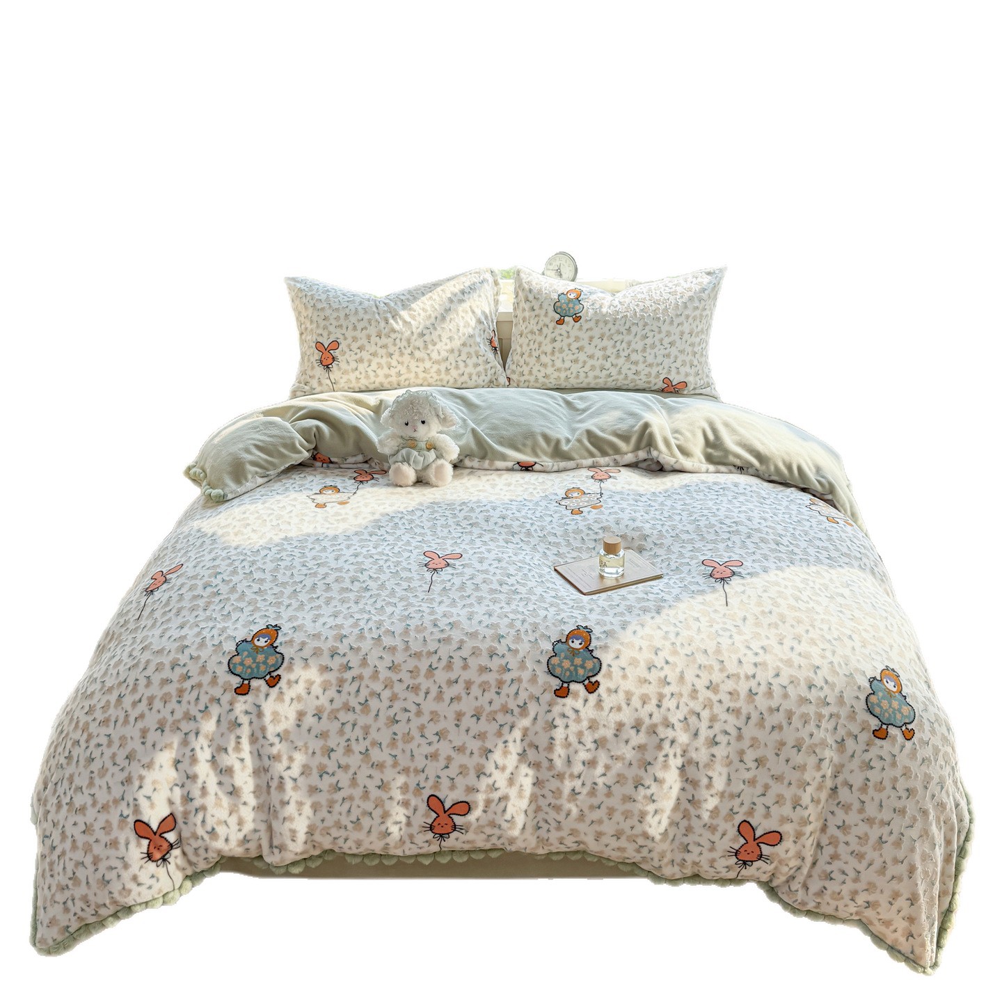Milk fiber bedding set with pattern, 4-piece