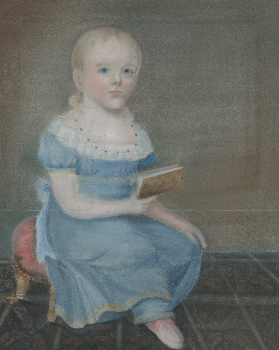 Portrait Of A Girl With Blue Eyes And Blue Dress C 1820