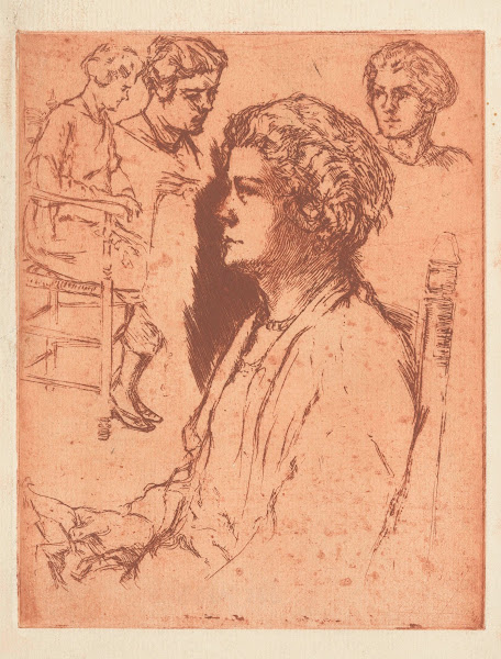 Four studies of a woman on a chair 20th century