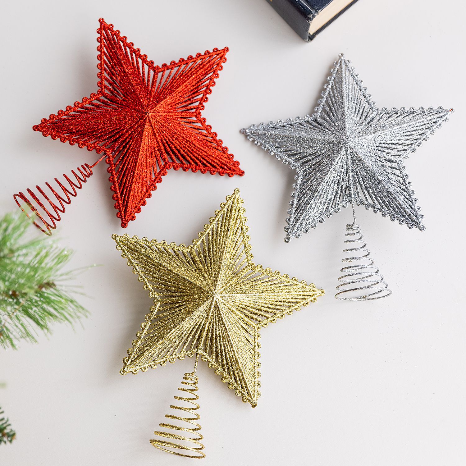 Weihnachtsbaum-Spitze Stern, Kunststoff mit Glitzer