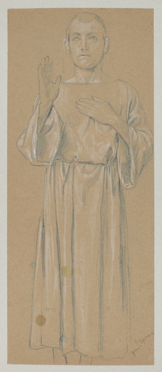 Study of a Man in a Long Tunic in the Benediction Gesture 1890   1910