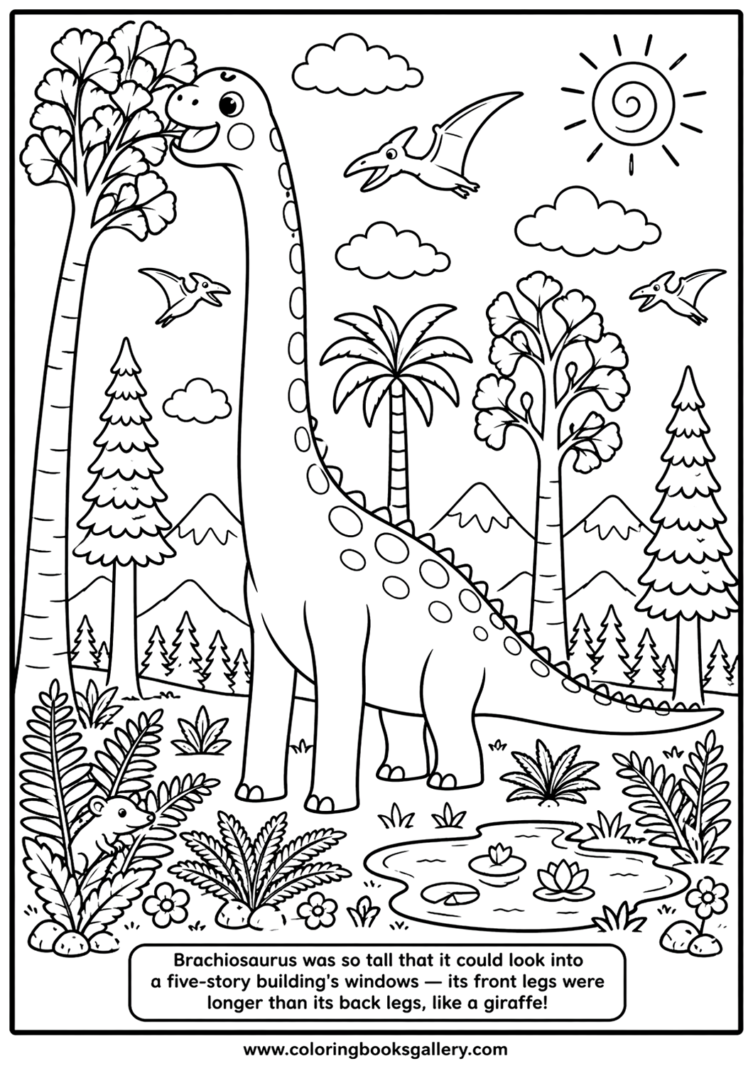 Big Friendly Brachiosaurus Coloring Sheet – Perfect for Creative Learning! – free coloring page for kids
