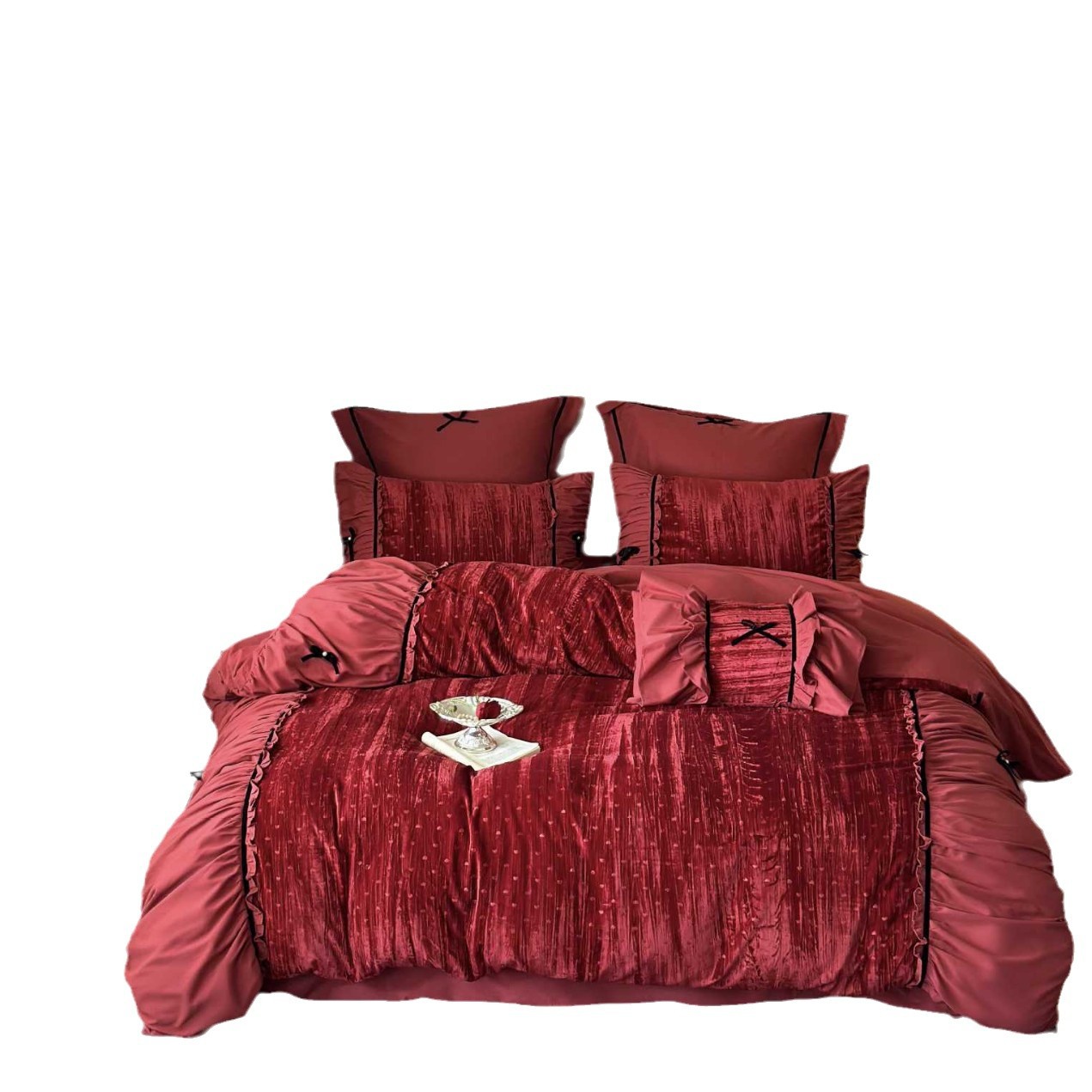 French velvet bedding set, brushed, 4-piece
