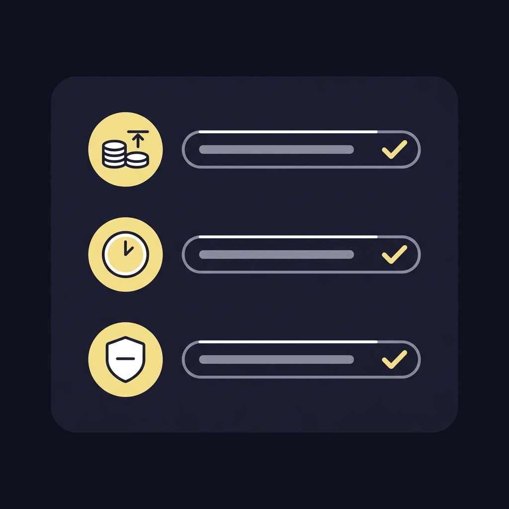 Minimal 2D vector checklist with icons for deposit limits session timers and self exclusion on a dark Funded Plays style background types of sports gambling