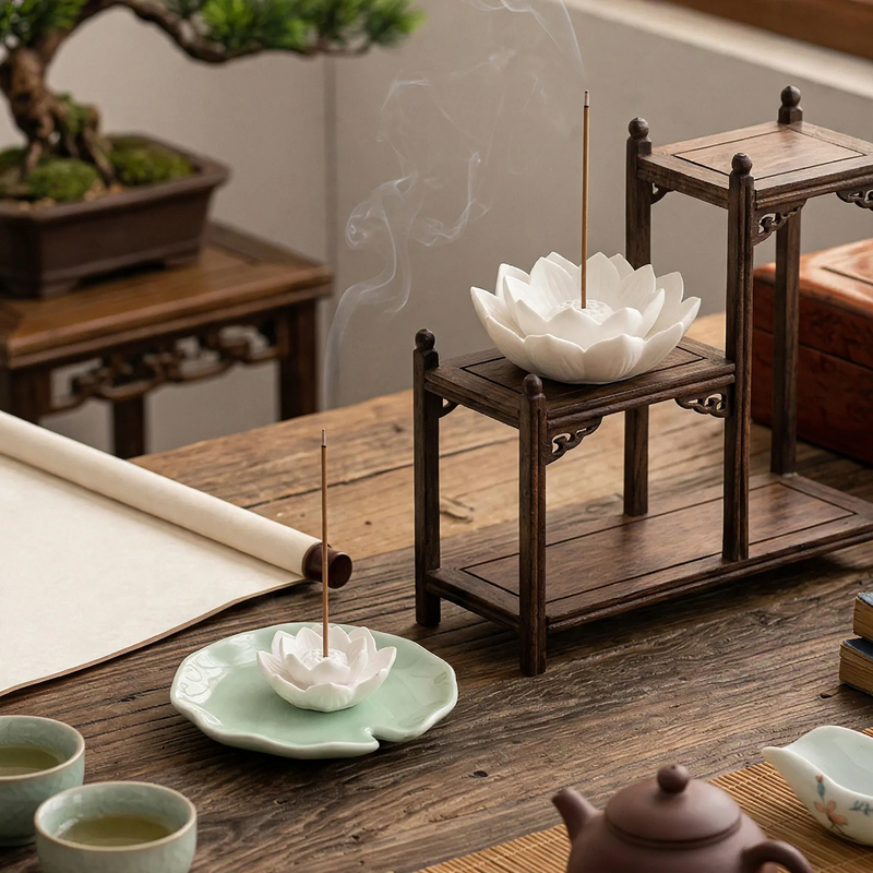 Lotus Flower Incense Holder, Ceramic