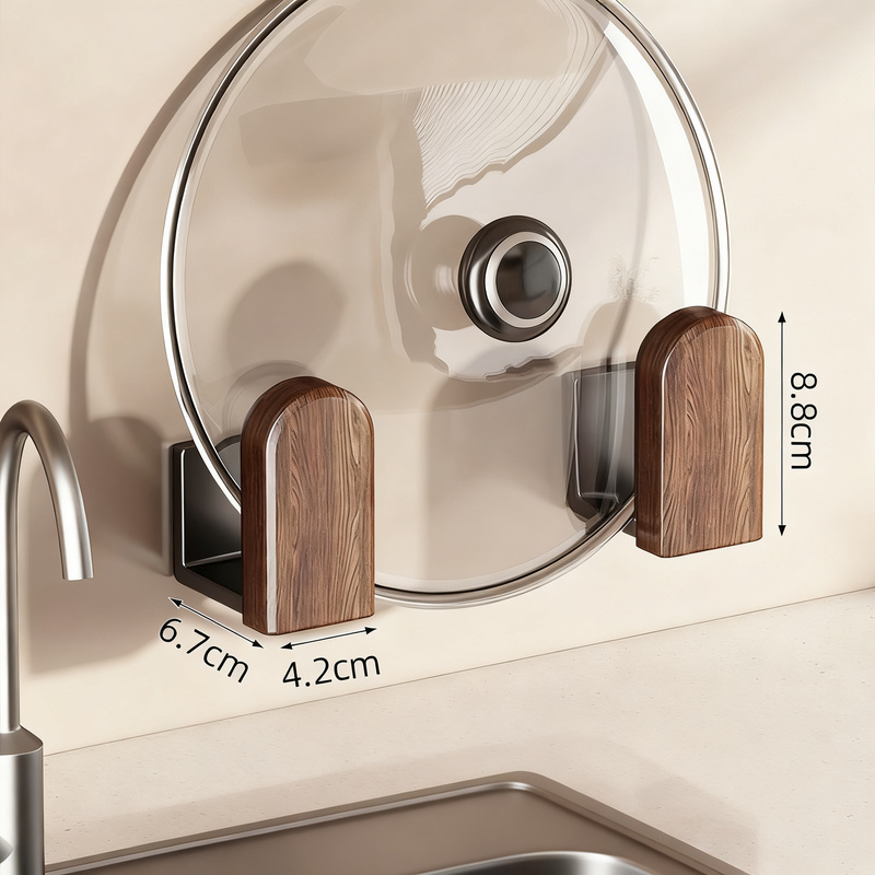 Kitchen shelf walnut look, wall-mounted, no drilling