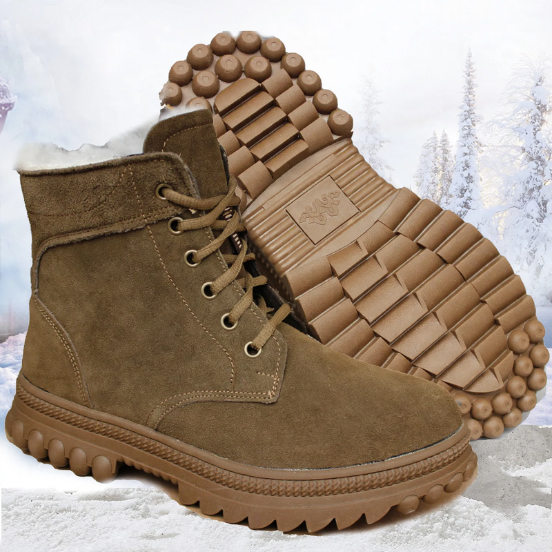 Men's winter boots, lined, lambskin, non-slip sole