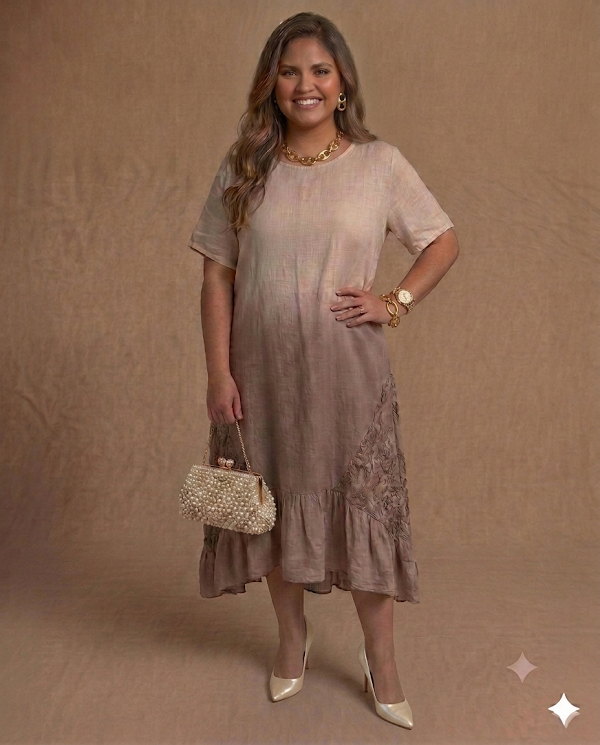 Vestido en Lino Europeo Estampado Tie Dye