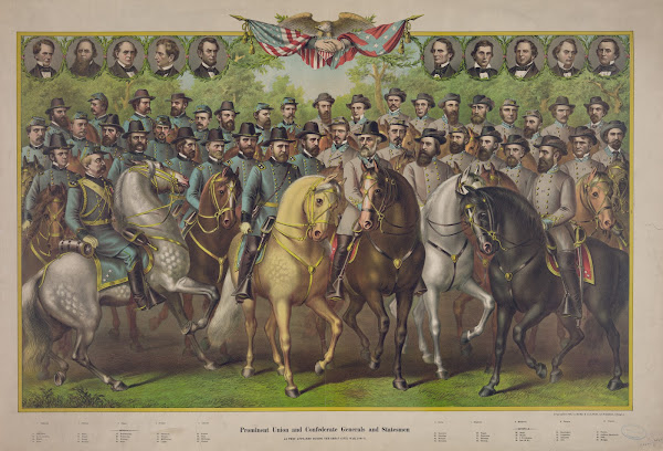 Prominent Union and Confederate generals and statesmen as they appeared during t