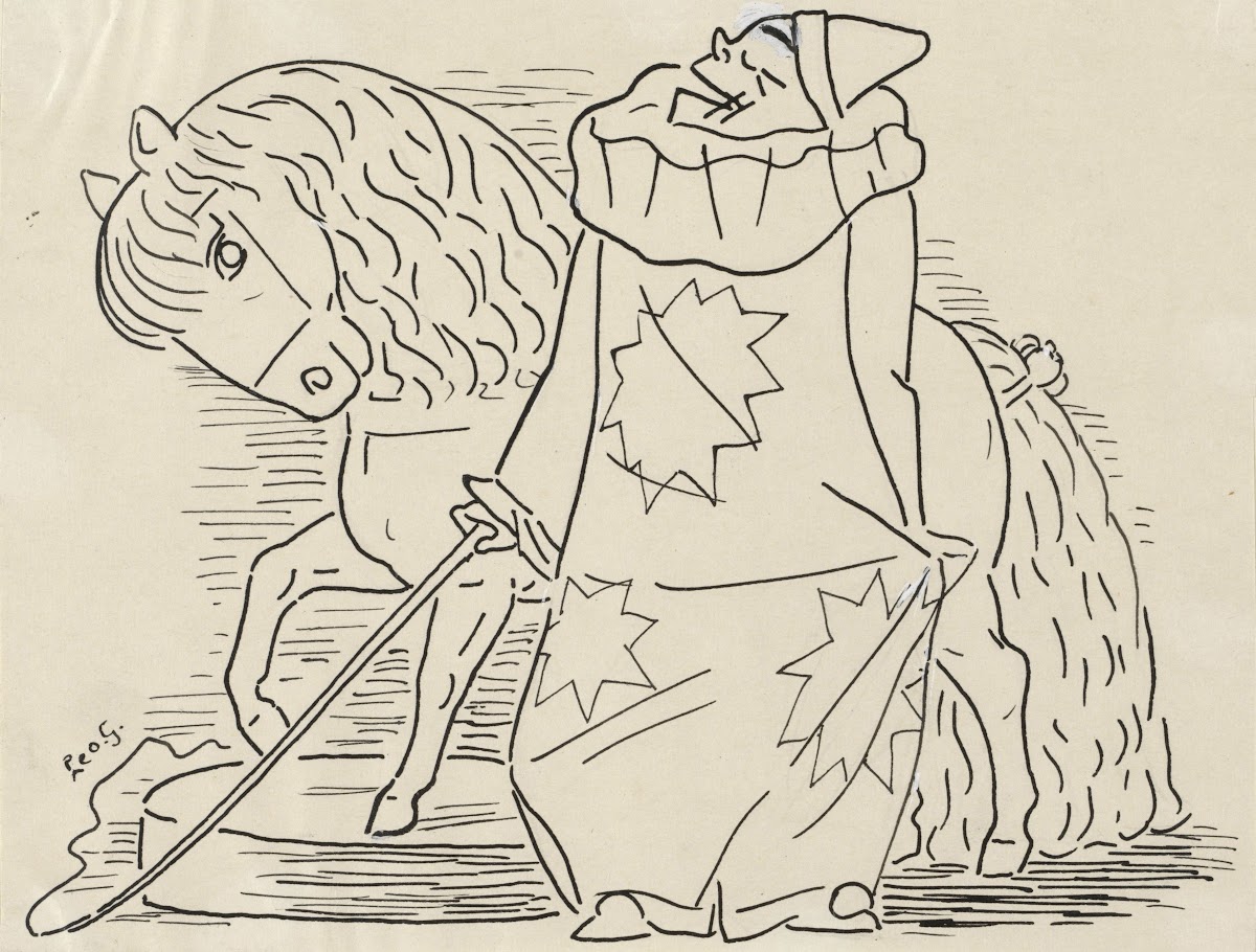 Clown met paarden act 20th century