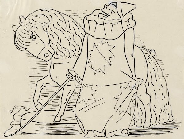 Clown met paarden act 20th century