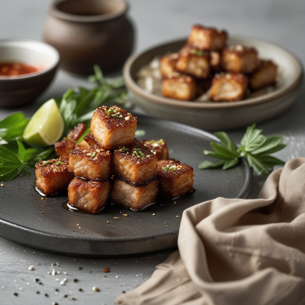 Crispy Vietnamese Pork Belly Bites with Quick-Pickled Veggies & Sriracha Mayo