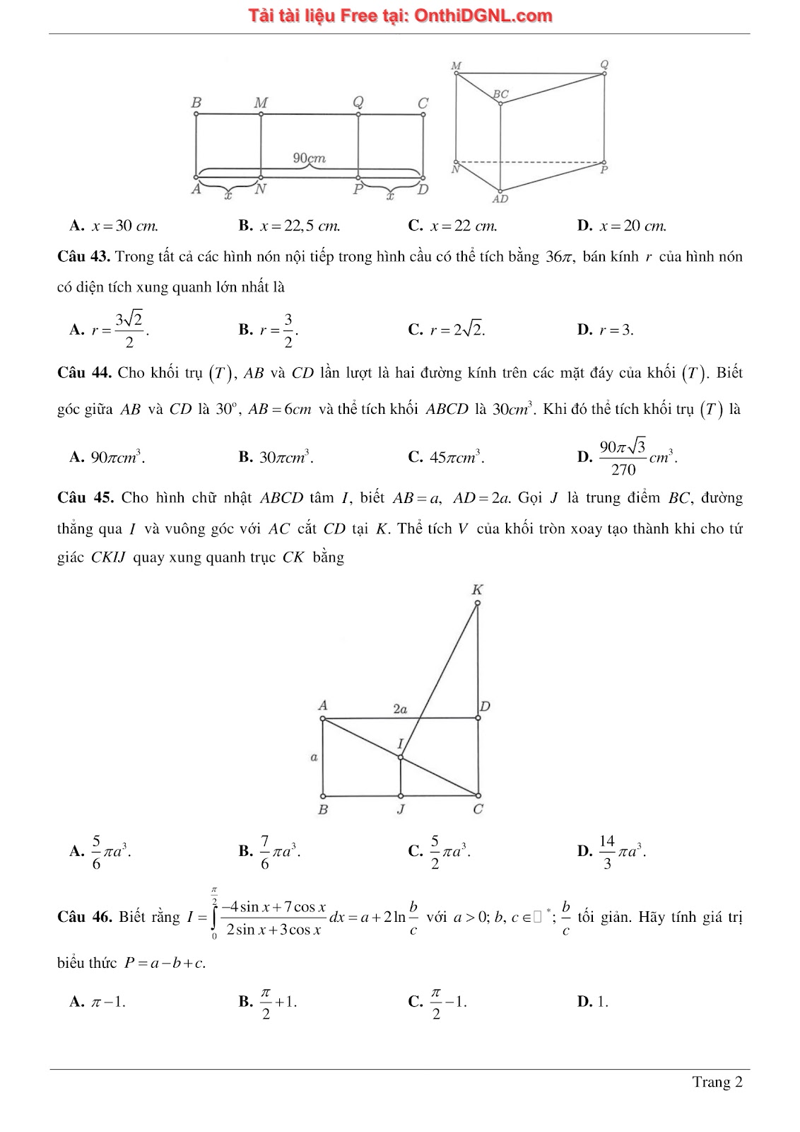 475 bài tập môn Toán - Ôn thi ĐGTD ĐH Bách Khoa Hà Nội Phần 6