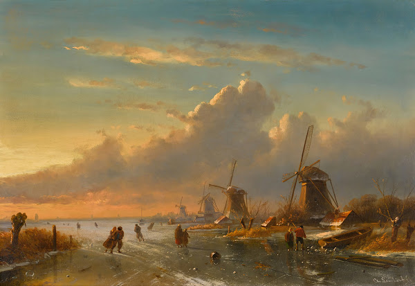 Ice Skaters at Sunset