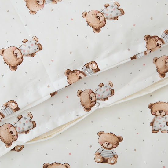 Children's bedding set 4 el Twins Satin Limited Nighty Bears light beige