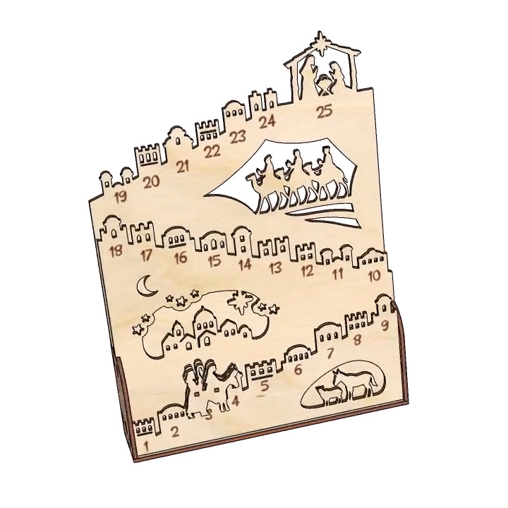 Beleuchteter Holz-Adventskalender für die Weihnachtszeit