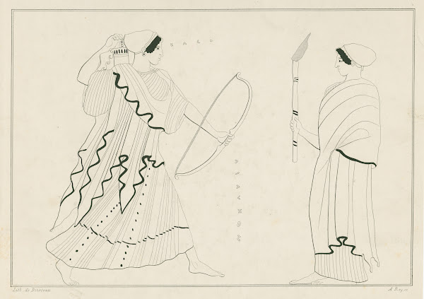 Diana Brauronia menaces Callistro with her bow and arrow 1844 1861