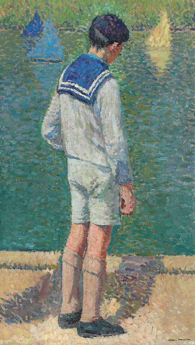 Petit garçon au bord du bassin du Jardin du Luxembourg à Paris