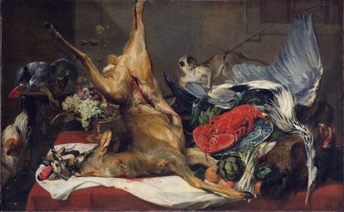 Still Life with Dead Game a Monkey a Parrot and a Dog 4165x2576 (1)