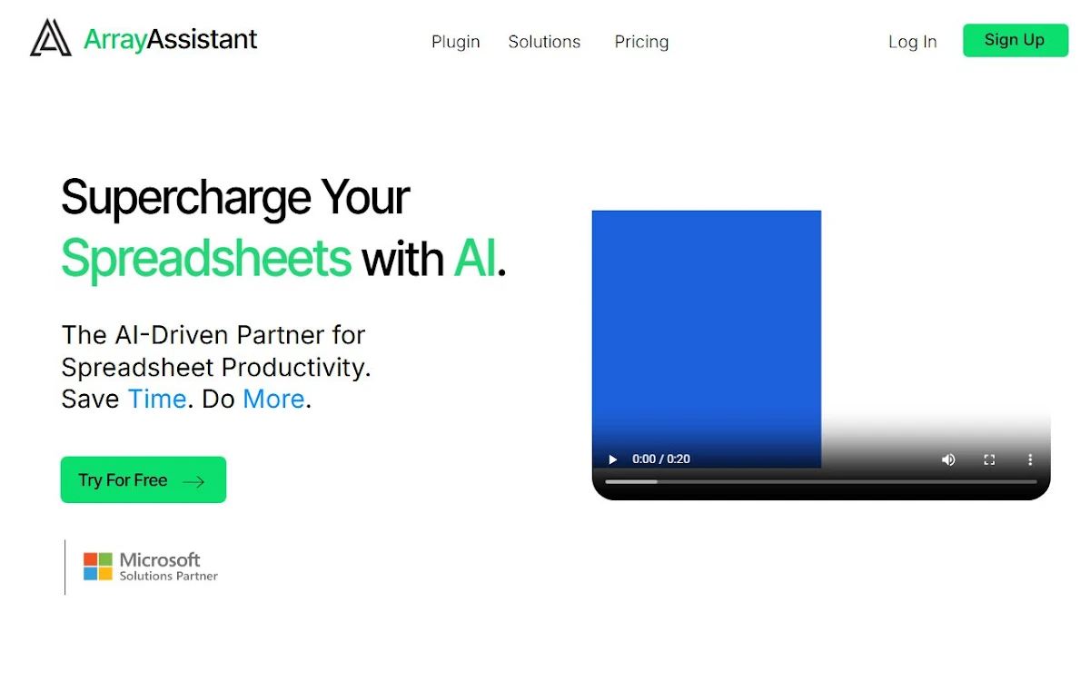 Captura de Array Assistant - AI Excel Bot