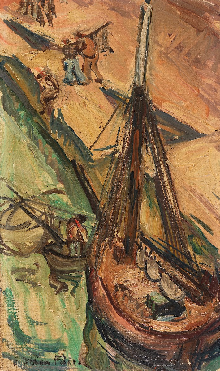 Segelkutter an der Kaimauer 1920 1925