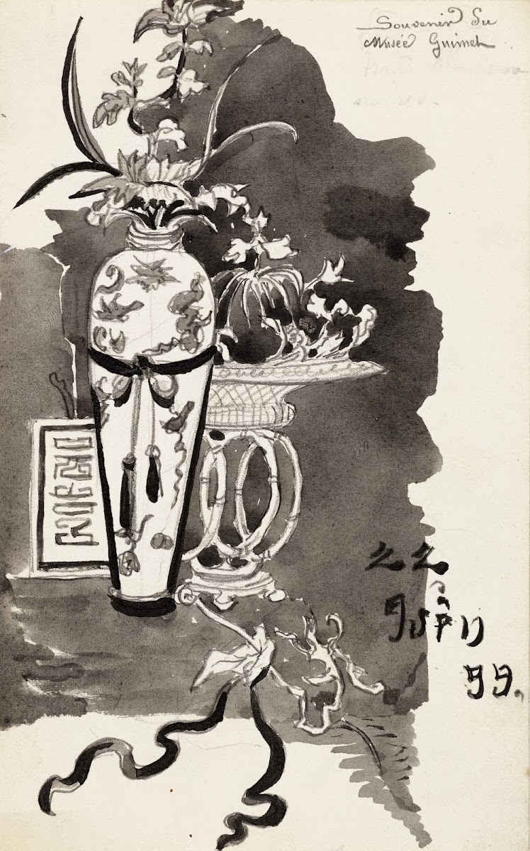 Potiches orientales avec des fleurs 1899