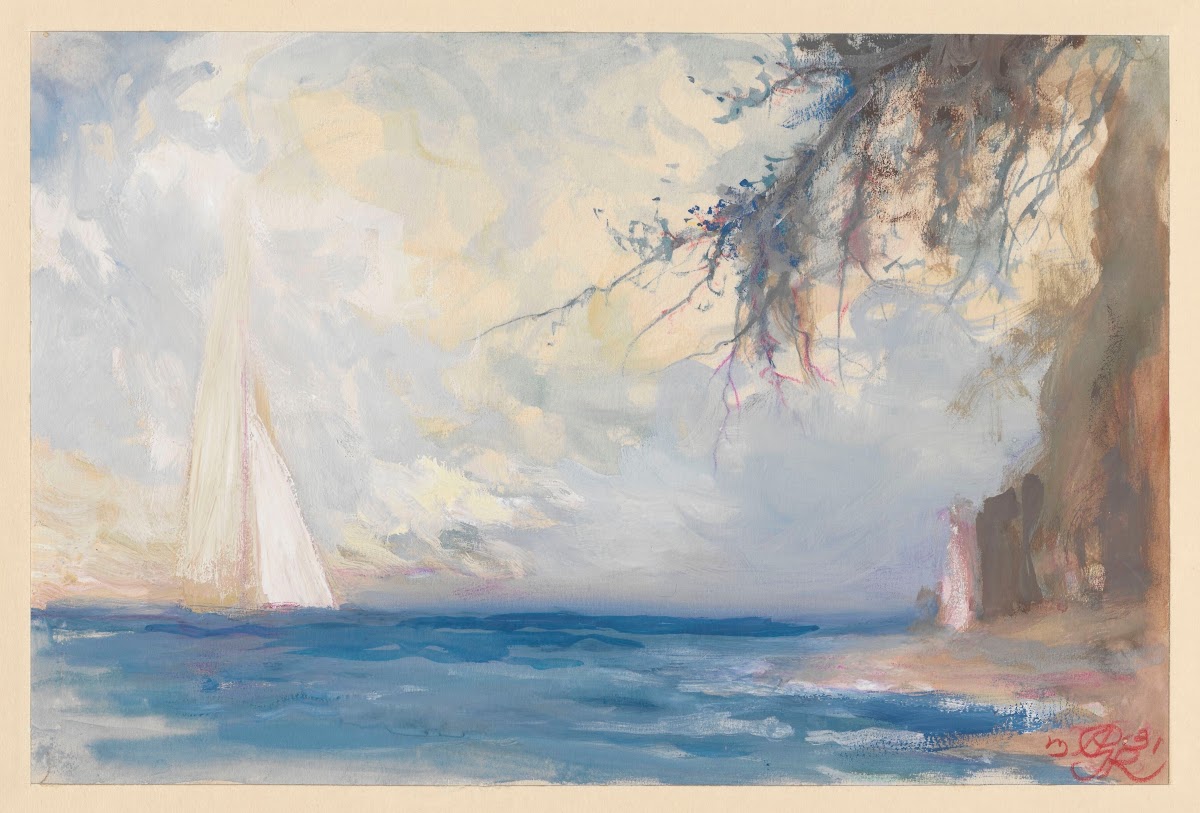 Sea landscape with a sailboat 1931