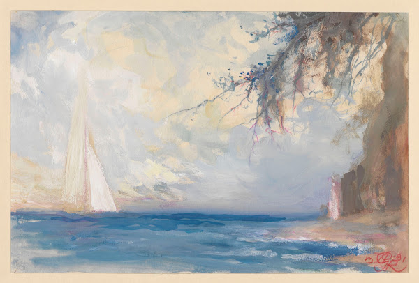Sea landscape with a sailboat 1931