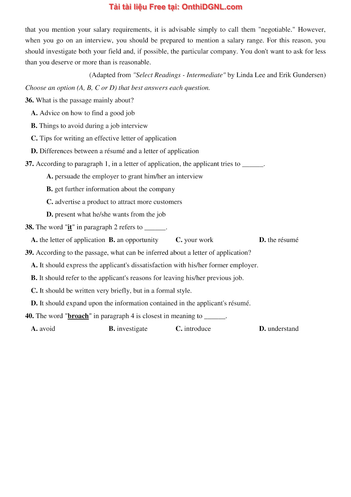 800 bài tập môn Tiếng Anh - Ôn thi ĐGNL ĐHQG TP HCM Phần 33