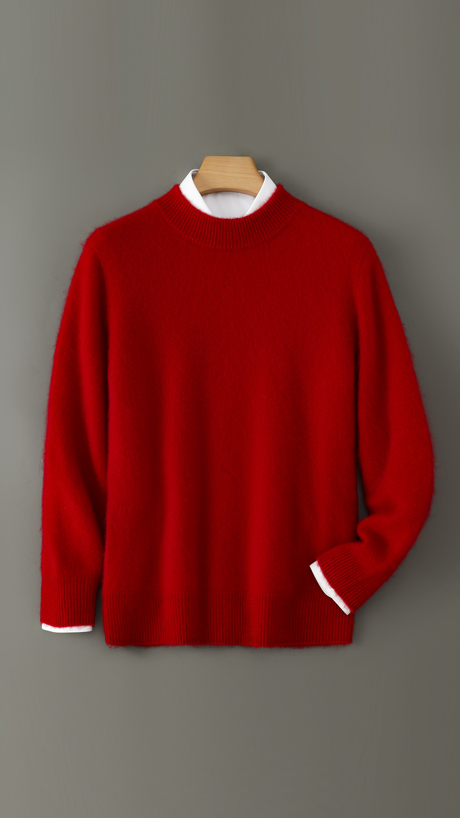 Men's Wool Sweater, Round Neck, Solid Color, Business Casual