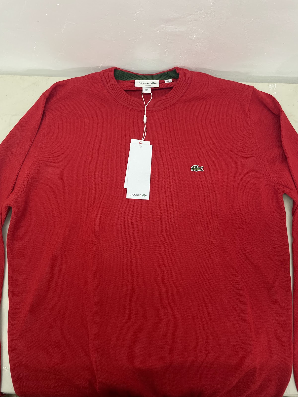 Lacoste Mens Sweater Crew Red M #2191