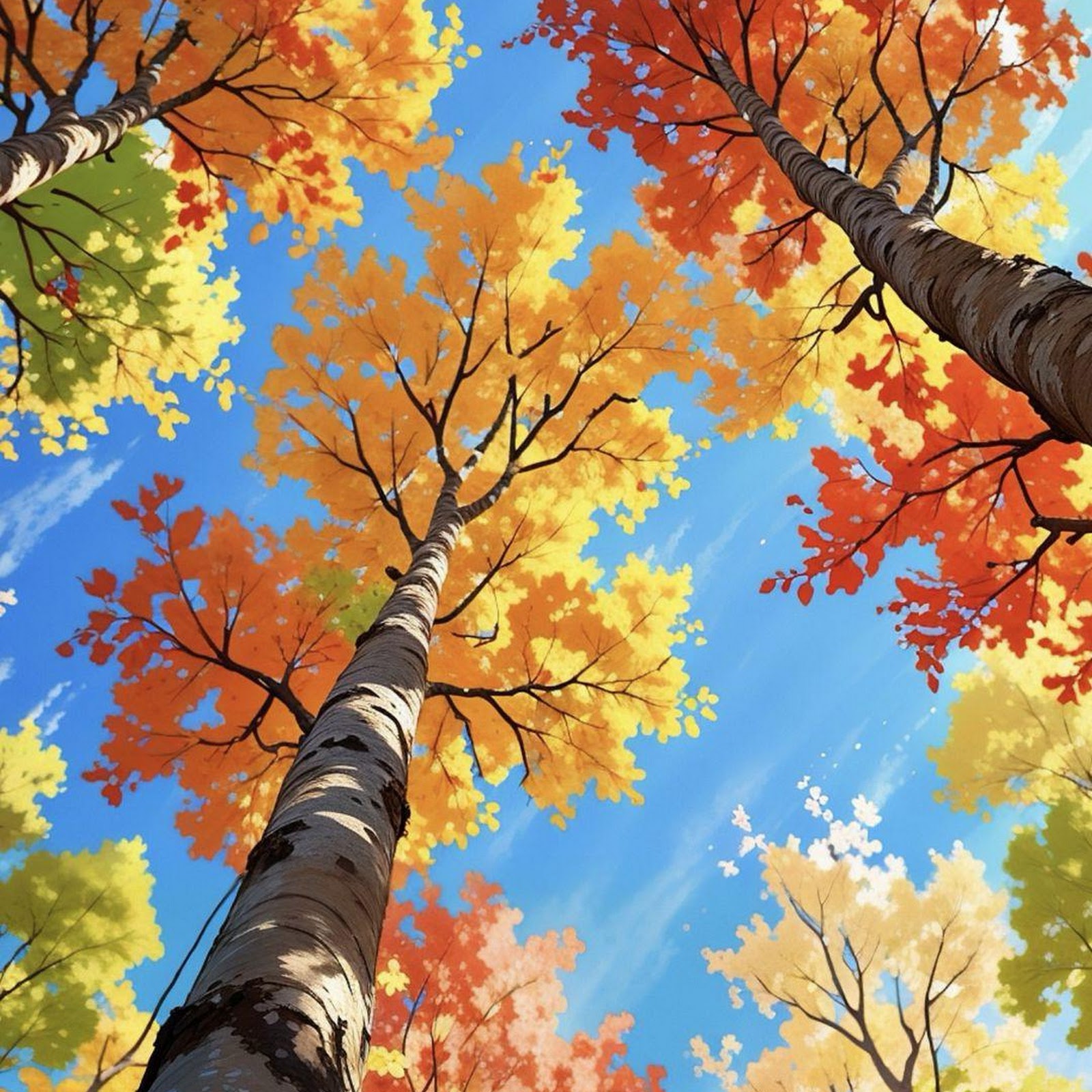 Download Autumn Trees Under Blue Sky Full HD iPhone
