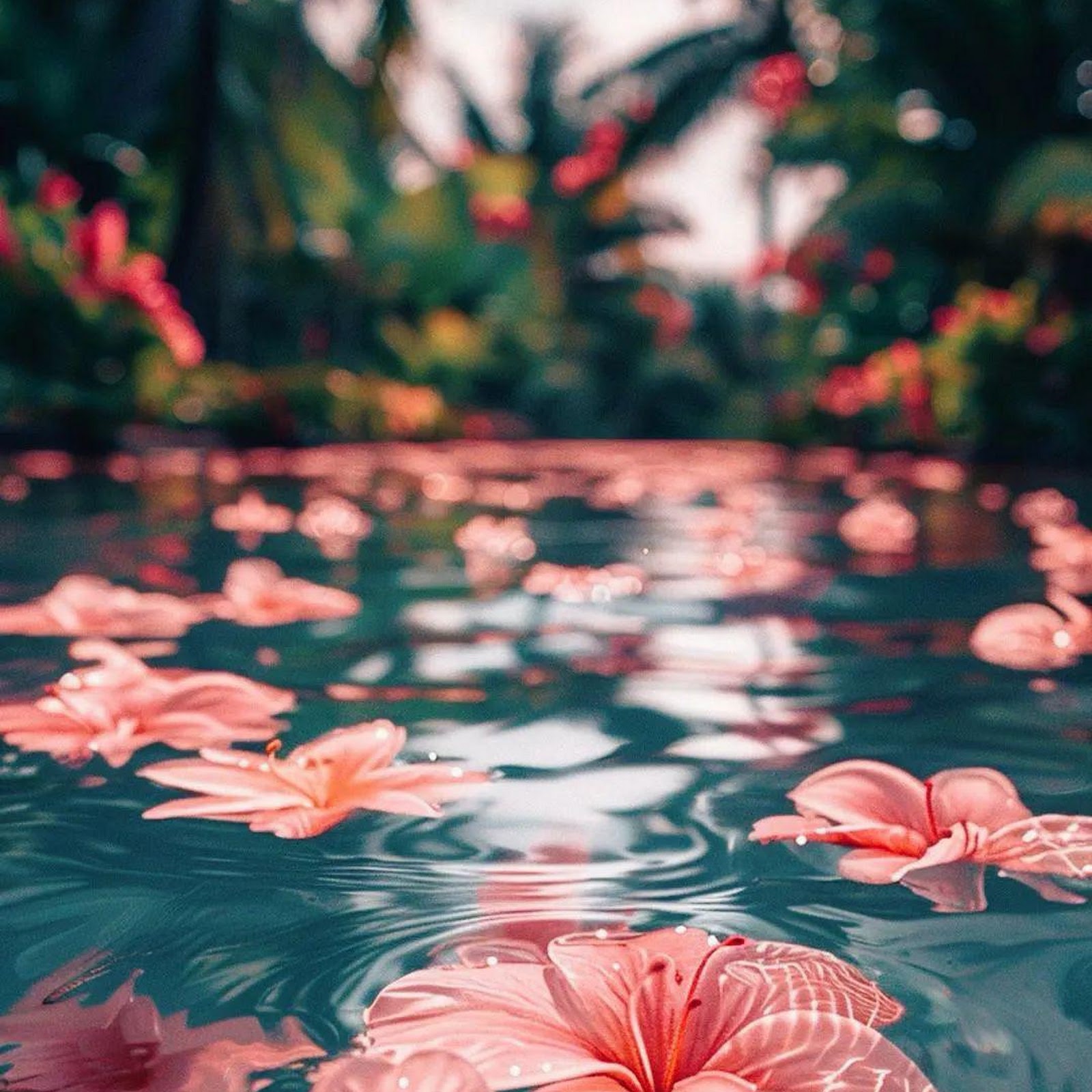 Download Pink Flowers Floating On Water Full HD iPhone