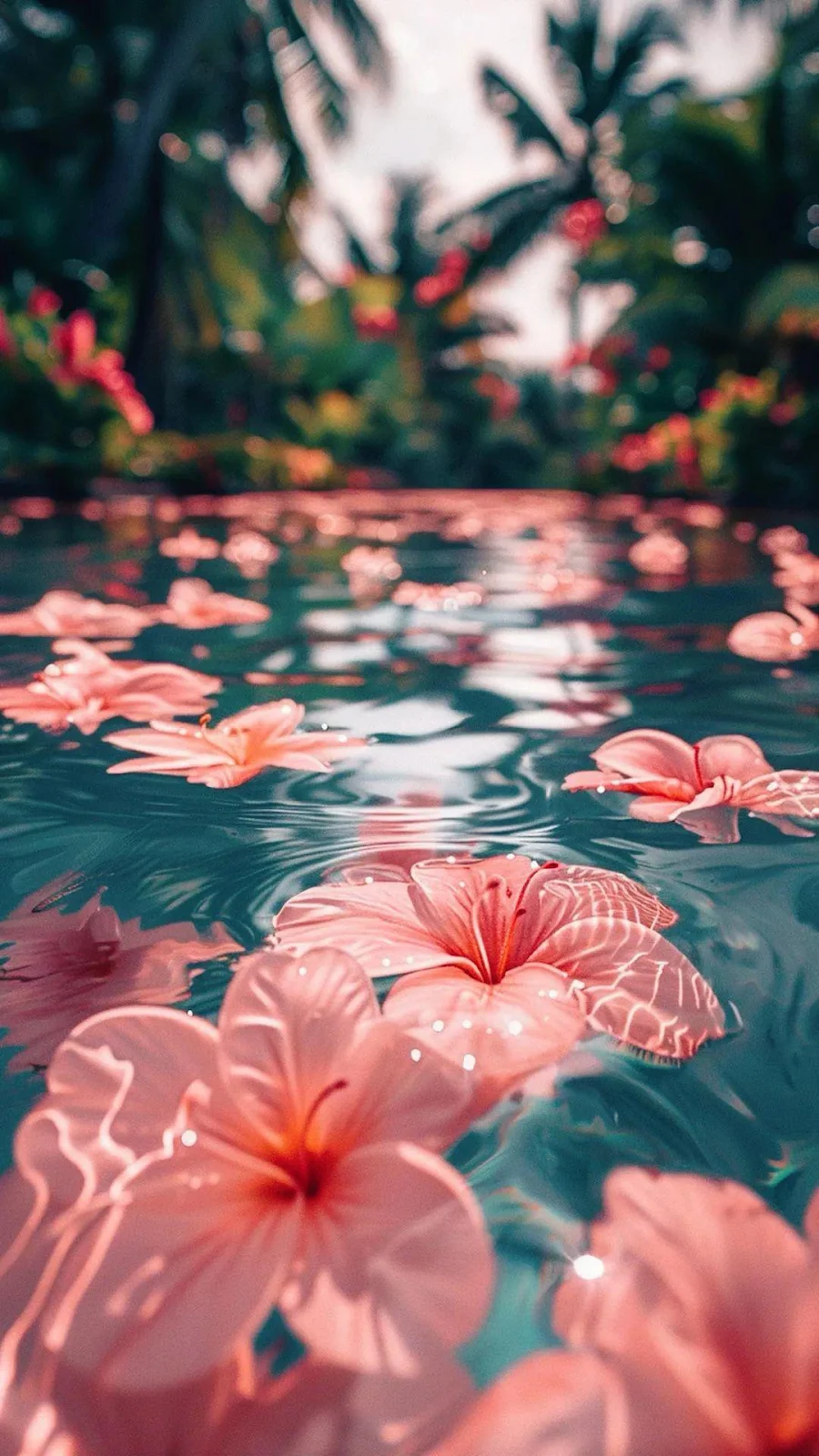 Pink Flowers Floating On Water - Nature Photography Full HD iPhone Wallpaper (1080x1920)