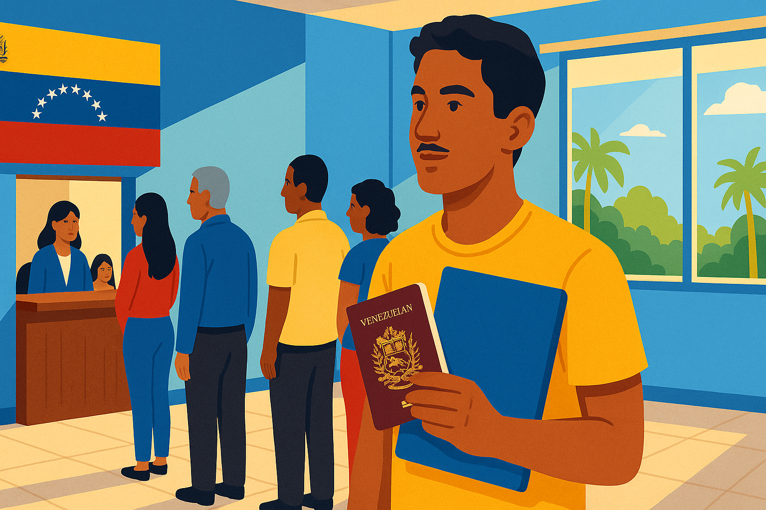 Venezolano en consulado tramitando pasaporte venezolano en el exterior